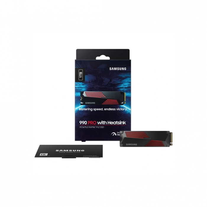 SAMSUNG MZ-V9P1T0CW, 990 PRO, 1TB, 7450/6900, Gen4, NVMe PCIe M.2 2280, SSD (Soğutuculu) (Türkiye Distribütörü Garantili)