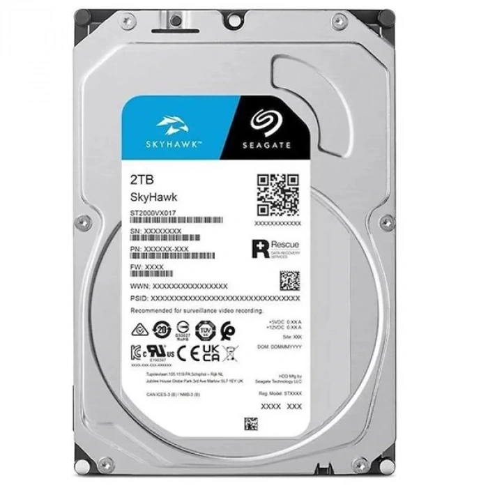 SEAGATE 3.5 2TB SKYHAWK ST2000VX017 5400 RPM 256MB SATA-3 Güvenlik Diski (Disti Garantili)