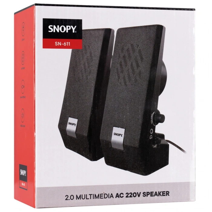 SNOPY SN-611, 6W, 1+1, Masaüstü, Speaker, AC 220V, (Siyah)