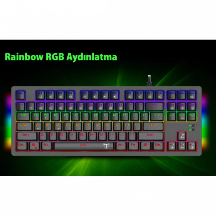 T-DAGGER BALI, T-TGK311, USB Kablolu, Türkçe Q,  Rainbow RGB, Mechanical, Blue Switch, Gaming Klavye (Powered By REDRAGON)