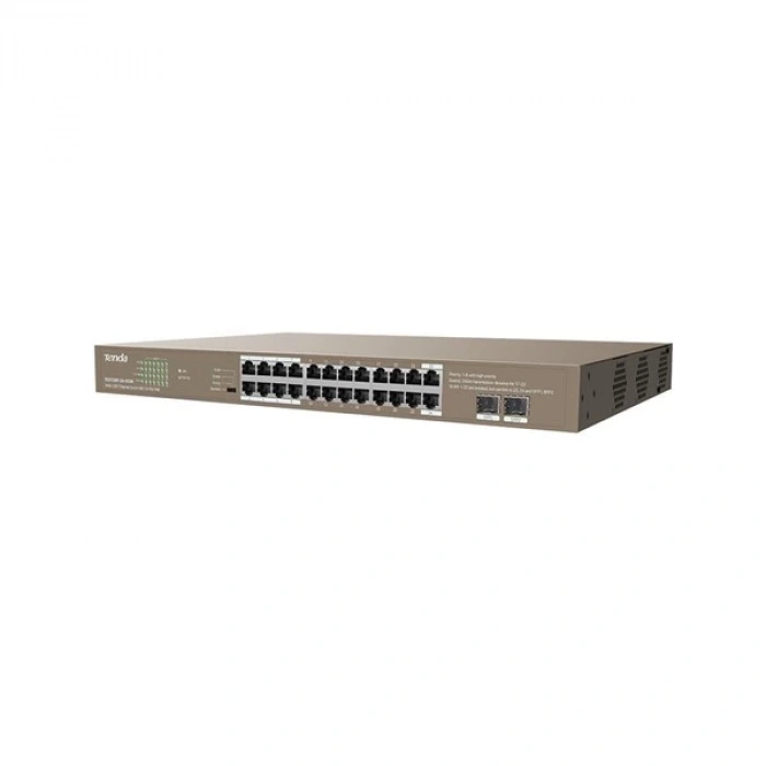 TENDA 24port 410W FULL PoE TEG1126P-24-410W GIGABIT 2X SFP Yönetilemez Switch