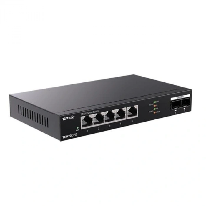 TENDA 5port TEM2007X 2.5 Gigabit 2-SFP 10GbE Yönetilemez Switch