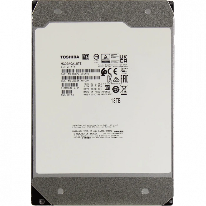 TOSHIBA ENTERPRISE, MG09ACA18TE, 3.5", 18TB, 512Mb 7200 Rpm, 7/24 Güvenlik, Data Center, Nas, Server, HDD