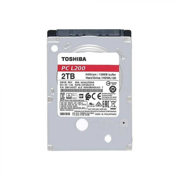 TOSHIBA L200, HDWL120UZSVA, 2.5", 2TB, 128Mb 5400 Rpm, Notebook HDD (Türkiye Distribütörü Garantili)