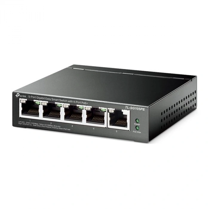 TP-LINK 5-PORT 65W 4-PORT POE TL-SG105PE GIGABIT YÖNETİLEBİLİR POE SWITCH