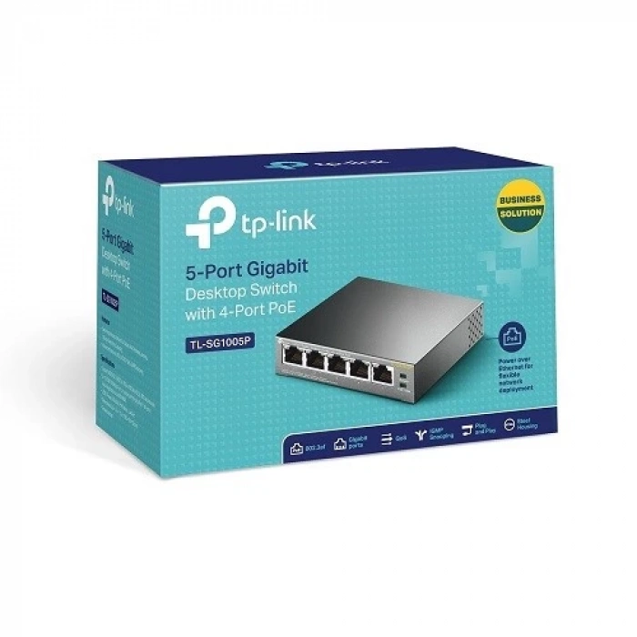 TP-LINK 5port 63w 4port PoE TL-SG1005P GIGABIT Yönetilemez Switch