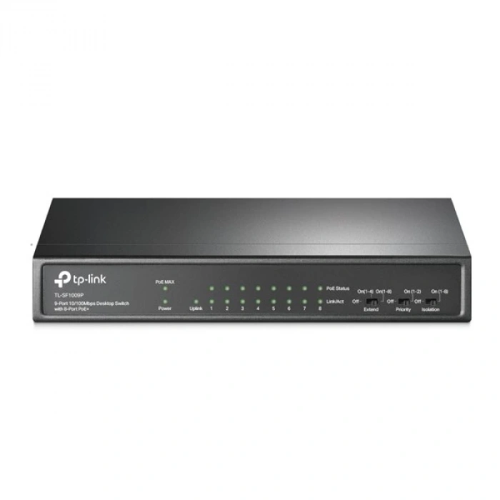 TP-LINK 8-port TL-SF1009P 10/100 Yönetilemez 65w Full PoE Switch