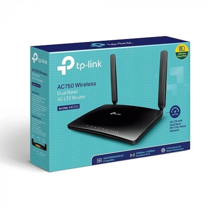 TP-LINK ARCHER MR200 AC750 Dual Band EV Ofis Tipi 4G LTE Router