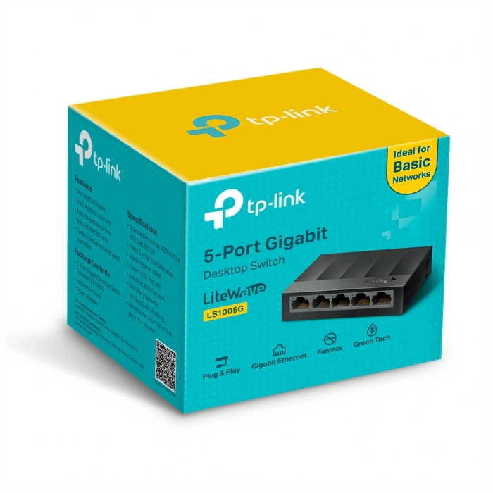 TP-LINK LS1005G, Green Tech, 5Port, GigaBit, Yönetilemez, Masaüstü Switch
