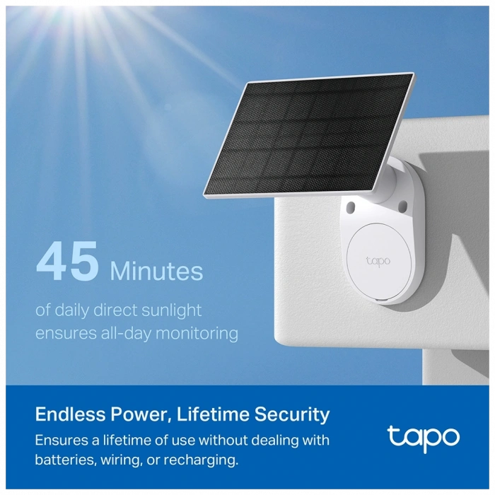 TP-LINK Tapo TC82 KIT (C410 KIT), 2K, 3,0Mpix, Dış Mekan, IP65, WiFi, 9Mt. Renkli Gece Görüşü, İki Yönlü Ses, Güneş Enerjili Güvenlik Kamerası Kiti