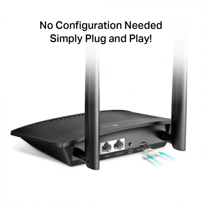 TP-LINK TL-MR100, 2Port, 300Mbps, 2,4Ghz Wifi, Masaüstü, LTE Micro Sim Kart Takılabilir 3G-4G Destekli Router