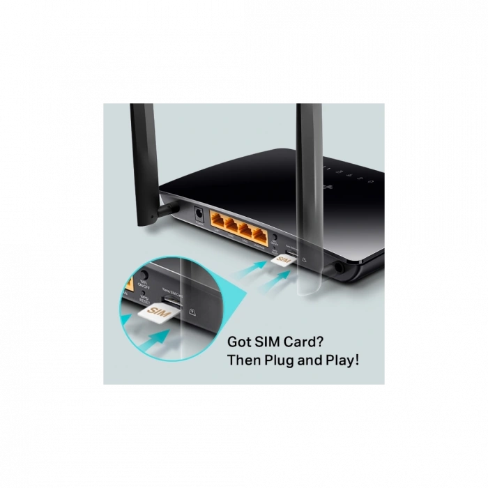 TP-LINK TL-MR150, 4Port, 300Mbps, 2,4Ghz WiFi, Masaüstü, LTE Micro Sim Kart Takılabilir 3G-4G Destekli Router