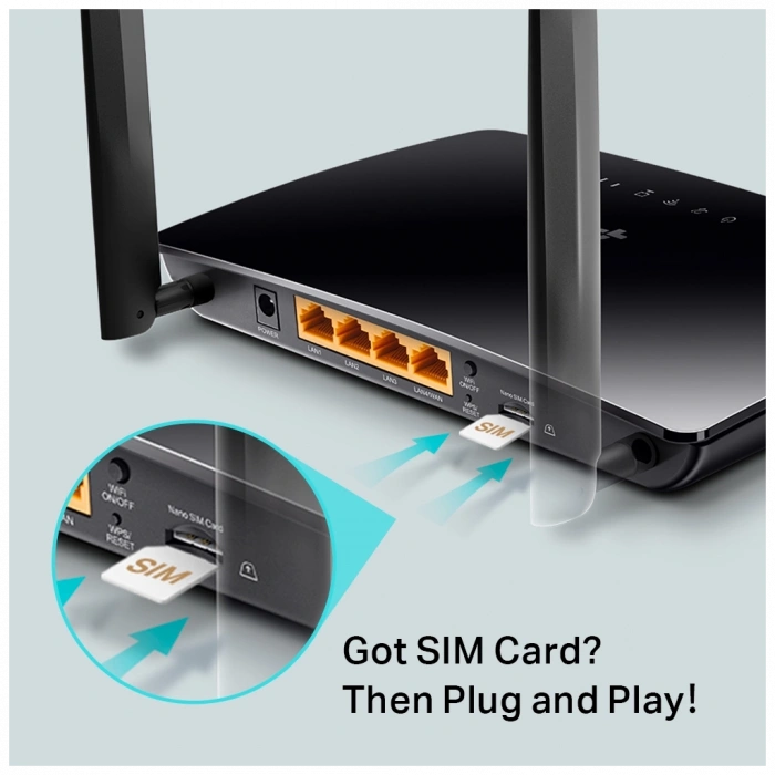 TP-LINK TL-MR6400, 4Port, 300Mbps, 2,4Ghz Wifi, Masaüstü, LTE, Micro Sim Kart Takılabilir 3G-4G Destekli Router