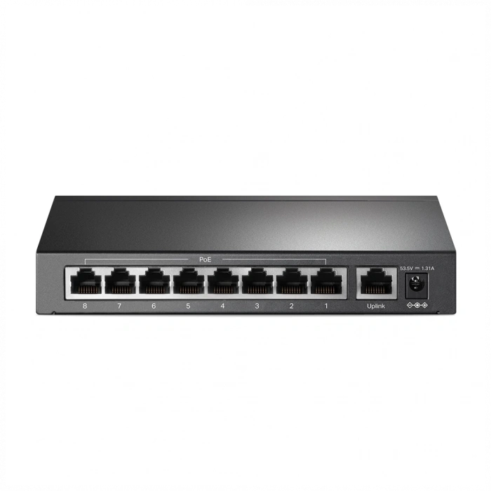 TP-LINK TL-SF1009P, 8 Port, MegaBit, PoE 65W, 1 Port Uplink, Yönetilemez, Metal Kasa, Masaüstü Switch