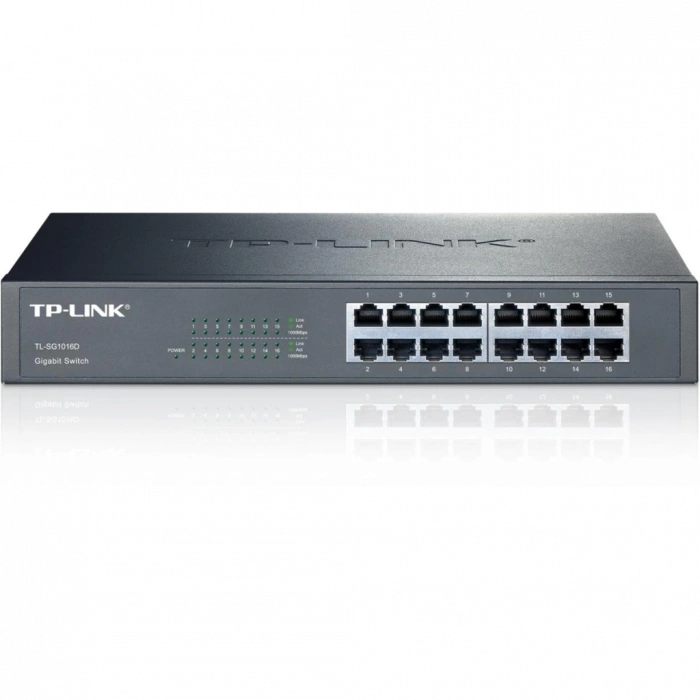 TP-LINK TL-SG1016D, 16 Port, GigaBit, Yönetilemez, Metal Kasa, Rackmount Switch