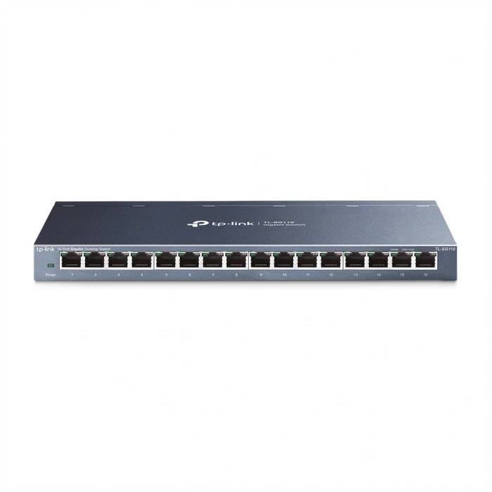 TP-LINK TL-SG116(UN) V2, 16 Port, GigaBit, Metal Kasa, Masaüstü Switch