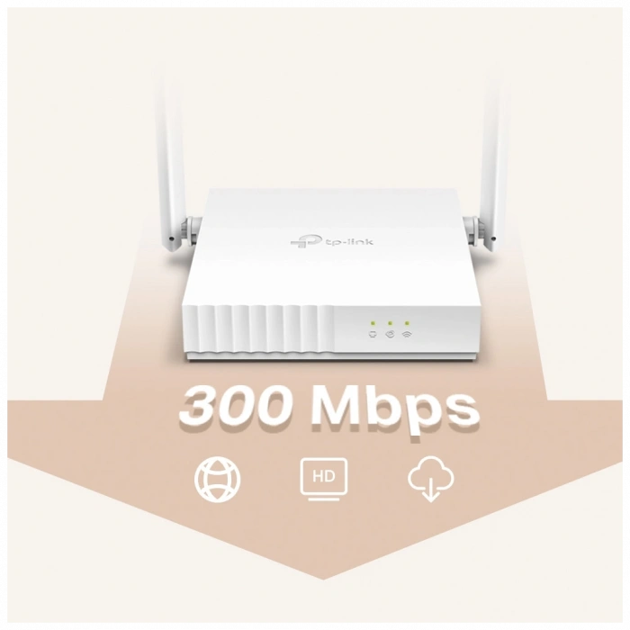 TP-LINK TL-WR820N, 3Port, 300Mbps, 2.4Ghz WiFi, Masaüstü, Megabit, Router, Access Point, Range Extender
