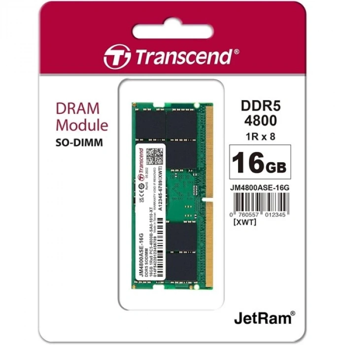 TRANSCEND 16GB DDR5 4800MHZ CL22 NOTEBOOK RAM VALUE JM4800ASE-16G