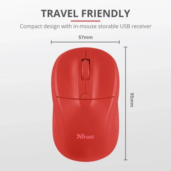 Trust Primo 20787 Usb 1600 Dpı Kırmızı Kablosuz Mouse