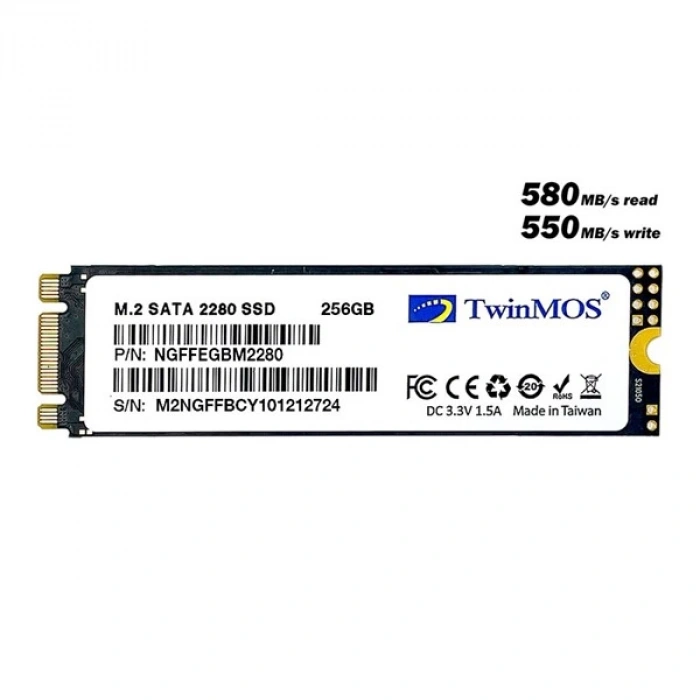 TwinMOS 256GB NGFFEGBM2280 580-550MB/s M2 SATA-3 DİSK
