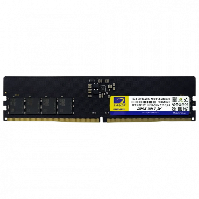 TwinMOS TMD516GB4800U40, 16GB, DDR5, 4800MHz,  CL40, 1.1V Desktop Ram