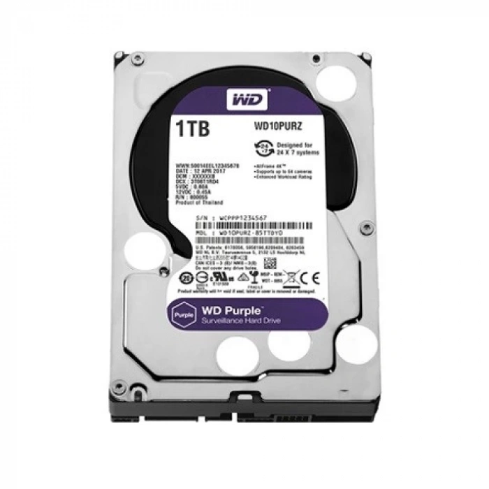 WD 3.5 1TB PURPLE WD10PURZ 5400 RPM 64MB SATA-3 Güvenlik Diski
