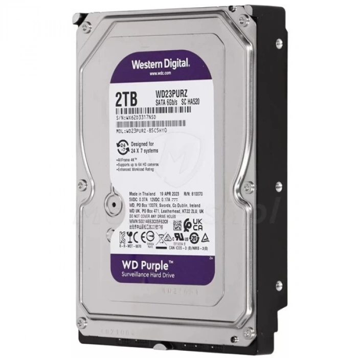 WD 3.5 2TB PURPLE WD23PURZ 5400 RPM 64MB SATA-3 Güvenlik Diski