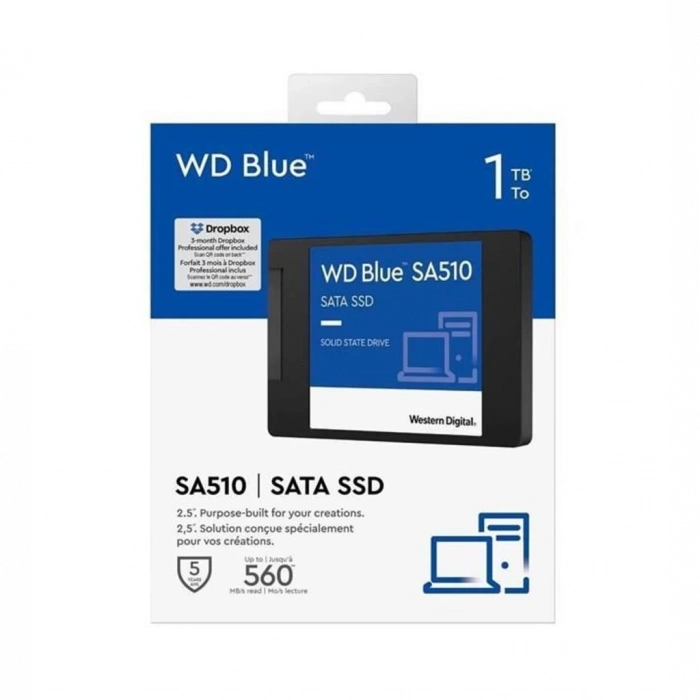 WD Blue SA510, WDS100T3B0A, 1TB, 560/510, 3D NAND, 2,5" SATA, SSD