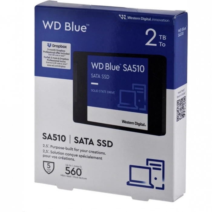 WD Blue SA510, WDS200T3B0A, 2TB, 560/510, 3D NAND, 2,5" SATA, SSD