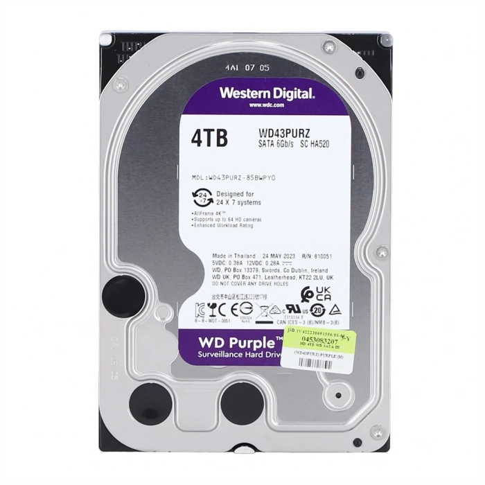 WD PURPLE, WD43PURZ, 3.5", 4TB, 256Mb, 5400 Rpm, 7/24 Güvenlik, HDD (Türkiye Distribütörü Garantili)