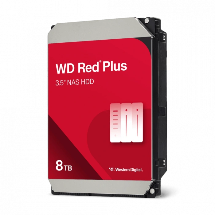WD RED Plus, WD80EFPX, 3.5", 8TB, 256Mb, 5640 Rpm, 7/24 GÜVENLİK-NAS-SERVER HDD