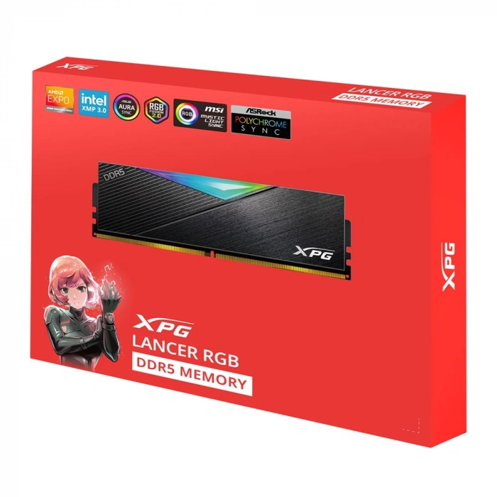 XPG 32GB-2 Lancer RGB DDR5 6400MT-s PC5-51200 CL 32-39-39 1.4V Soğutuculu PC Ram