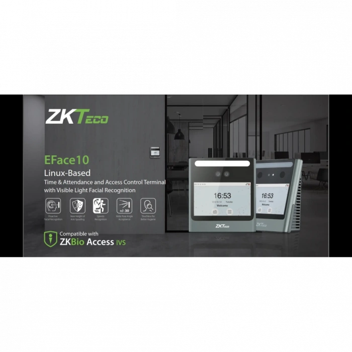 ZKTeco EFace10-ID, Yüz Tanıma, Kart Okuyucu PDKS Cihazı (ZKBioAccess IVS Yazılımlı)