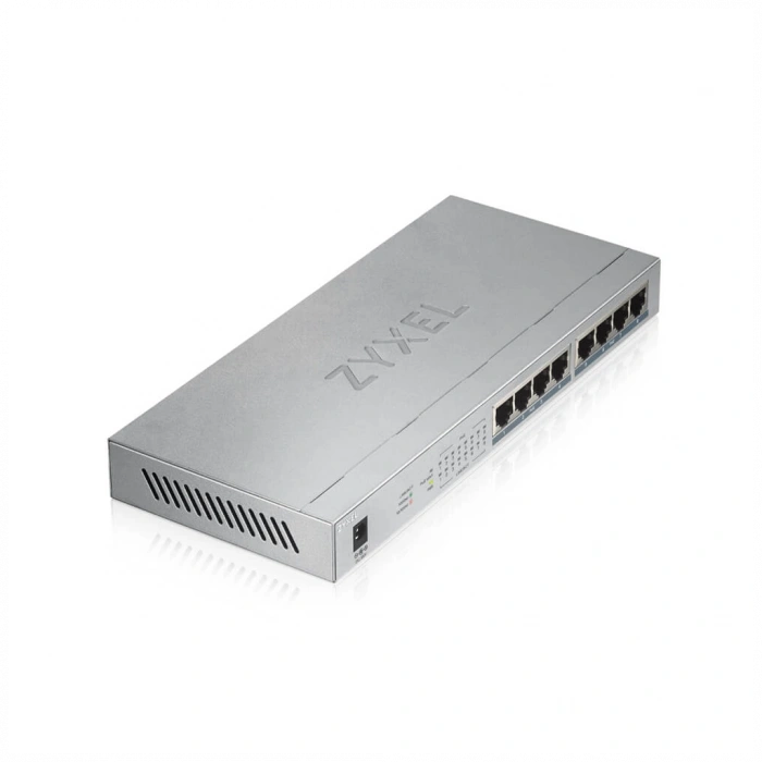 ZyXEL GS1008HP, 8 Port, GigaBit, PoE 60W, Yönetilemez, Masaüstü Switch