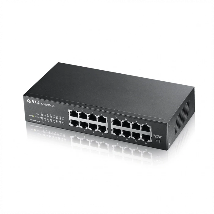 ZyXEL GS1100-16 V3, 16 Port, GigaBit, Yönetilemez, Masaüstü Switch