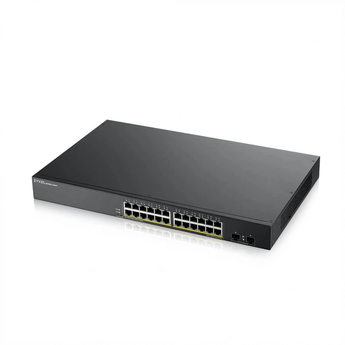ZyXEL GS1900-24HP V2, 24 Port, GigaBit, PoE 170W, 2 Port GigaBit SFP, Yönetilebilir, Rackmount Switch