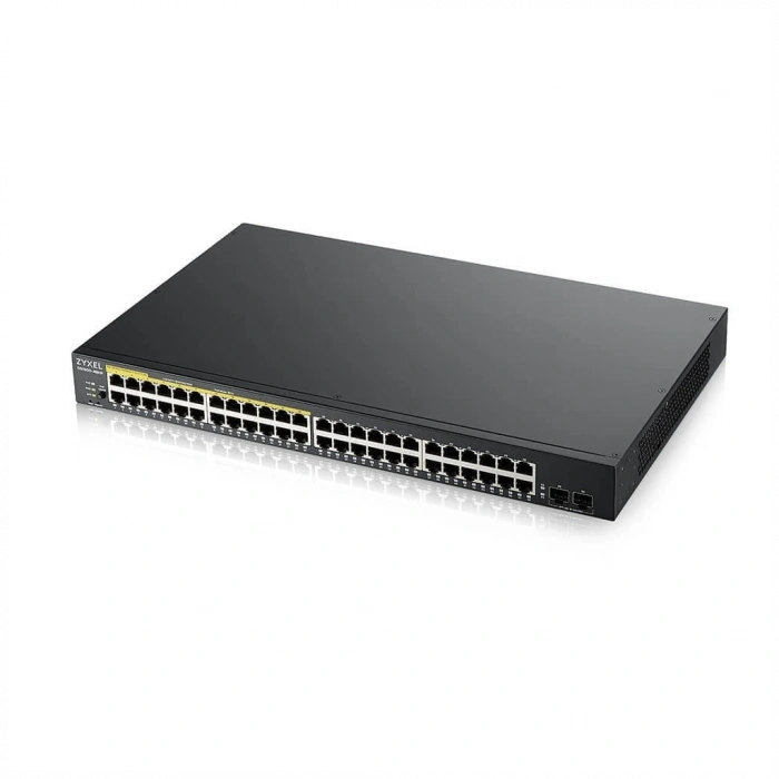 ZyXEL GS1900-48HP V2, 48 Port, Gigabit, 24 Port PoE 170W, 2 Port GigaBit SFP, Yönetilebilir, Rackmount Switch