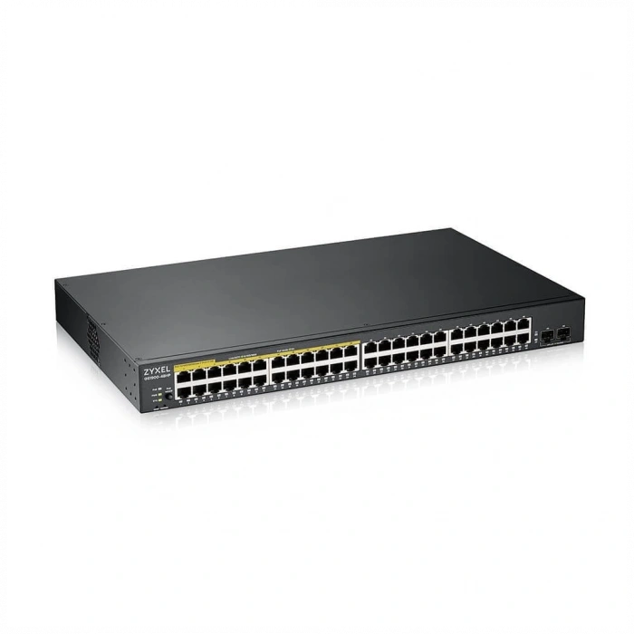 ZyXEL GS1900-48HP V2, 48 Port, Gigabit, 24 Port PoE 170W, 2 Port GigaBit SFP, Yönetilebilir, Rackmount Switch