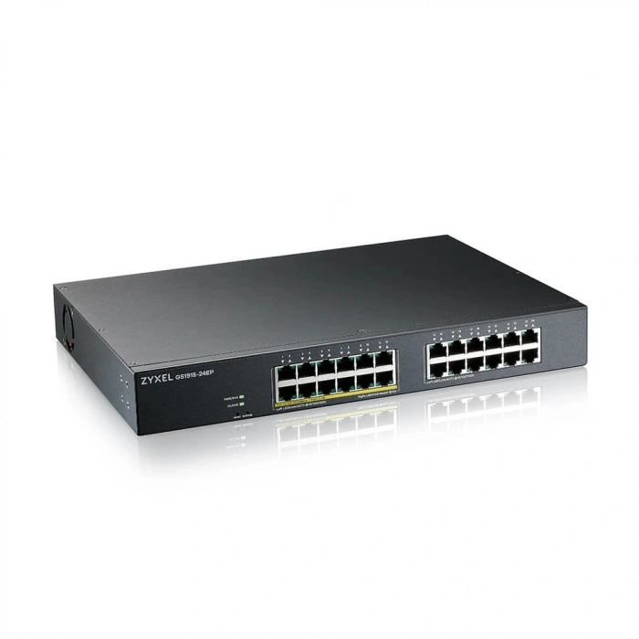 ZyXEL GS1915-24EP, 24 Port, GigaBit, 12 Port PoE, Yönetilebilir, Sessiz, Masaüstü Switch