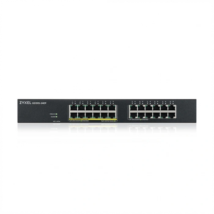 ZyXEL GS1915-24EP, 24 Port, GigaBit, 12 Port PoE, Yönetilebilir, Sessiz, Masaüstü Switch