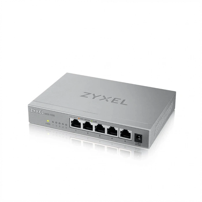 ZyXEL MG-105, 5 Port, Multi-GigaBit, 2.5Gbps, Metal Kasa, Yönetilemez, Masaüstü Switch