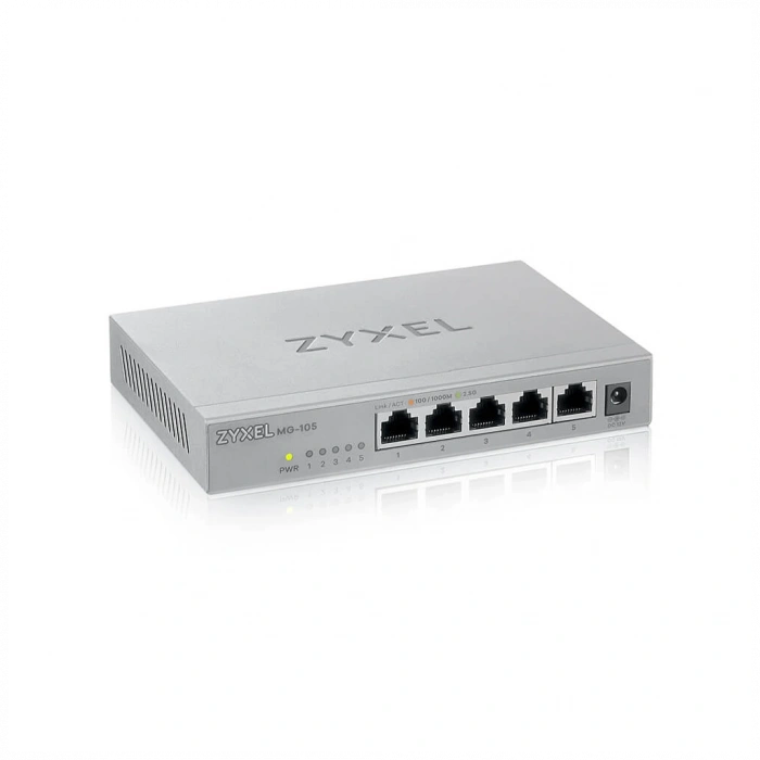 ZyXEL MG-105, 5 Port, Multi-GigaBit, 2.5Gbps, Metal Kasa, Yönetilemez, Masaüstü Switch