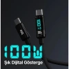BİX BX09CC-BK SİYAH TYPE-C 100W 1 metre DİJİTAL EKRANLI ŞARJ VE DATA KABLOSU