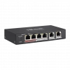 HILOOK NS-0106P-35(B), 4 Port, Megabit, PoE 60W, 2 Port Megabit Uplink, Long Range 250Metre, Yönetilemez, Masaüstü Switch