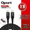 QPORT Q-TYPE-C3 3metre TYPE-C Görüntü Kablosu