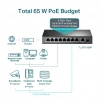 TP-LINK TL-SF1009P, 8 Port, MegaBit, PoE 65W, 1 Port Uplink, Yönetilemez, Metal Kasa, Masaüstü Switch