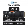 WD Black SN850X, WDS200T2XHE, 2TB, 7300/6600, Gen4, Soğutuculu, NVMe PCIe M.2 2280,  SSD