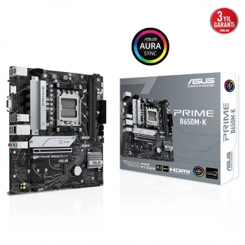 ASUS PRIME B650M-K, 2xDDR5, 2x M.2, D-SUB, HDMI, AM5 Soket Anakart