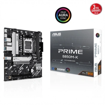 ASUS PRIME B850M-K, 2xDDR5, 2x M.2, DP, HDMI, AM5 Soket Anakart