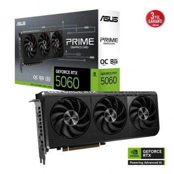 ASUS PRIME-RTX5060-O8G, 8Gb, 128Bit, GDDR7, 1xHDMI, 3xDP GAMING Ekran Kartı